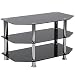 Flash Furniture North Beach Black Glass TV Stand with Stainless Steel Metal Frame