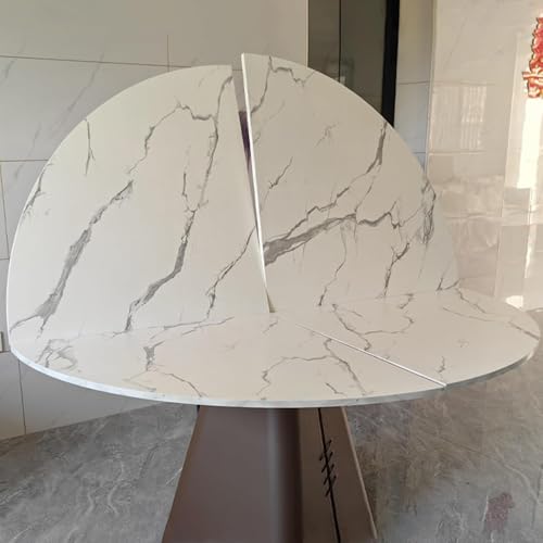 Mesa Redonda Plegable Grande Solamente Mesa Redonda De Madera De 120 Cm A 200 Cm De Diámetro Ahorro De Espacio Mesa Circular Plegable Para Interiores Y Exter(Size:180cm/70in,Color:Color piedra)