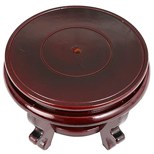 Happyyami Wood Stool Plant Stand Chinese Style Flower Pot Display Rack Garden Planter Support Tabletop Vase Fish Tank Base Handicraft Figurine Pedestal Riser Holder for Home