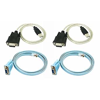 2X RJ45 Network Cable Serial Cable Rj45 to DB9 and RS232 to USB (2 in 1 ...