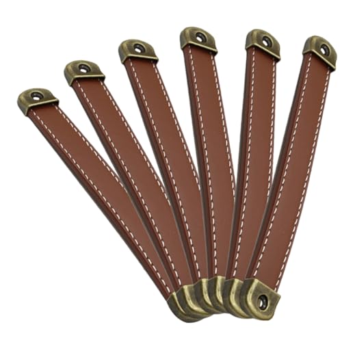 DOITOOL 6個 レザーキャビネットプル アンティーク風仕上げ 間隔 革製家具取っ手 ドレッサー引き出し用 交換簡単 モダン トラディショナル対