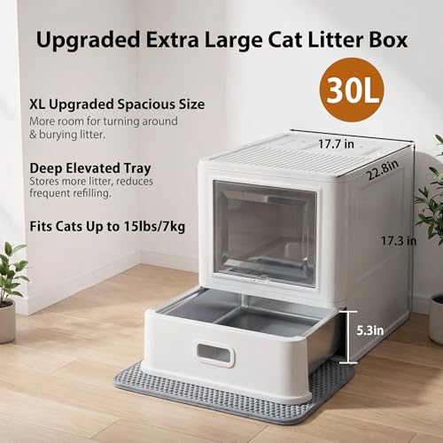 Arenero cerrado para gato de acero inoxidable XXL con tapa miniatura 2