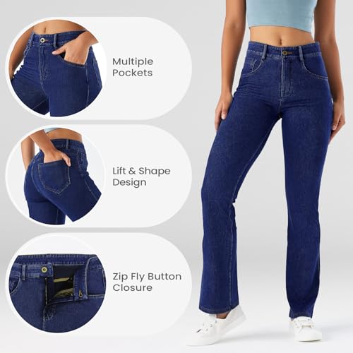 Fanica High Waisted Bootcut Jeans for Women,Navy,Medium by Fanica - Used condition - Image 3