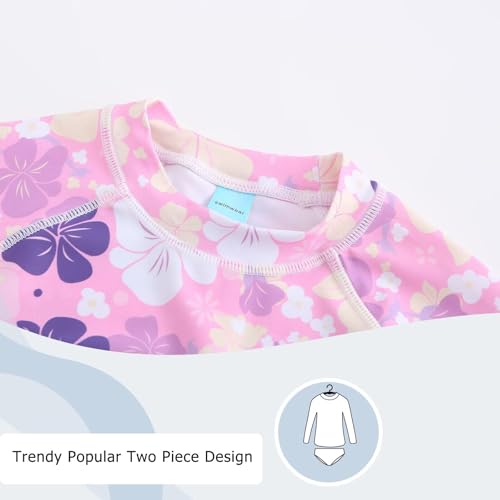 Image of Aisyee Girls Long Sleeve Rash Guard Set Two Piece Swimsuits Tie Dye Bathing Suits for Kids UPF 50+ Swim Shirts