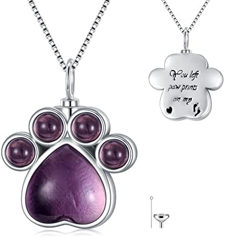 Cremation Jewelry for Ashes 925 Sterling Silver Sunflower/Rose/Cross/Paw Print/Crystal/Swan/Hamsa Hand/Koala/Clover/Bar Urn Necklace for Human Pet Ashes Keepsake Memorial Jewelry Gifts for Women Girls