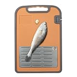 Ruwshuuk Schneidebretter Für Die Küche - Doppelseitiges Fleischbrett Mit Knoblauchreibe,Tragbare Rutschfeste Vorbereitungsunterlage Für Fleisch Auftauen Und Grillen Im