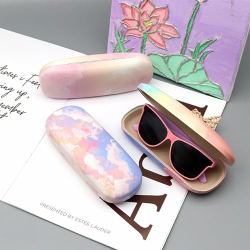 Image of 3 Pack Glass Cases Hard Shell, Portable Hard Eyeglasses Case Linen Fabrics Eyeglass Organizations for Women Girls