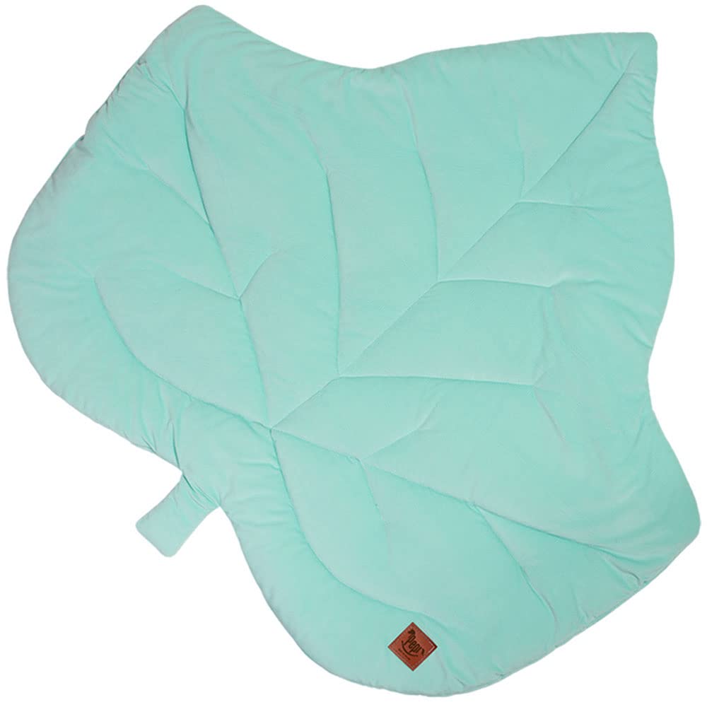 Krabbelmatte Baby Spielmatte Baby Schadstofffrei 100×90 cm - Blatt Krabbeldecke Spielmatte Kinder Velvet - Babymatte Krabbelmatte (Mint)