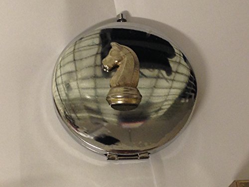 Chevalier d'échecs GT21 miroir compact rond chromé en étain anglais