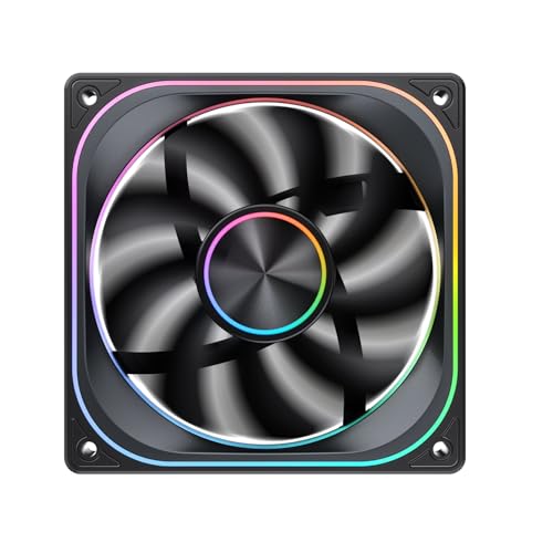 Image of JONSBO ZA-120B PC Case Fan, Silent Computer ARGB Fan with 4-Sides Infinity Mirror 2400RPM, PWM Integrated M&F Head,Aluminum Nameplate, 28MM Thick,Black