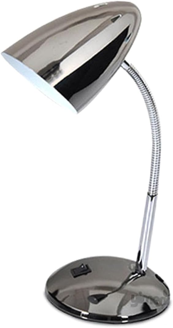 Homoyoyo LED Metal Desk Lamp with Gooseneck for Eye Care Soft Glare Light Energy Saving Metal Table Light for Reading Studying and Working Silver