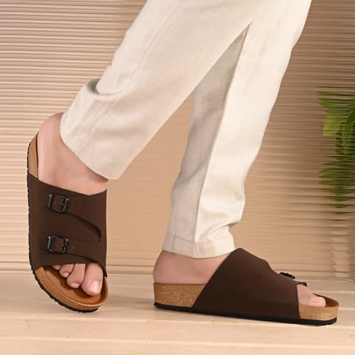 Image of Centrino Men's Berkin-Style Slip-On Sandals | Open Toe Design | Soft PU Footbed | Lightweight & Comfortable | Arch Support | On-Grip Sole | Casual Outdoor Wear (6866)
