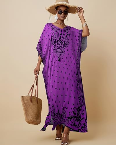 Bsubseach Ethnic Kaftan Dresses for Women Plus Size Beach Coverup Short Sleeve Beach Dress Caftan Loungewear3