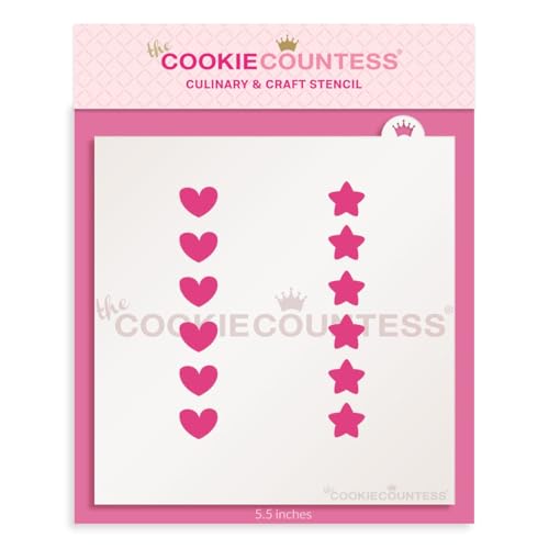 The Cookie Countess Cookie Stick Stencil - Stars and Hearts