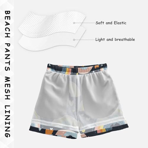 Pigsaly Boys Swim Trunks Red Rainbow Hearts Boys Board Shorts Swimsuit Swimwear Summer Bathing Suit S4