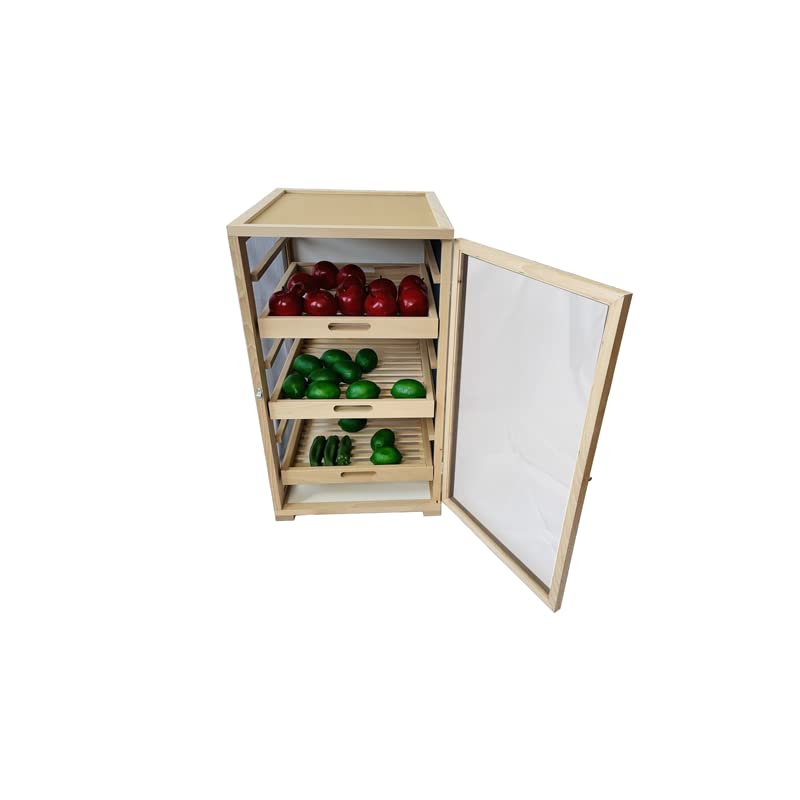 Meuble de cuisine Garde-manger légumier en hêtre poignée tiroirs Bois avec toile aluminium haute qualité