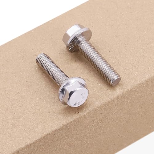 Image of 1 /4-20 x 1 /2 inch (12 pcs) Flanged Hex Bolt Screws, ASME Standard Flanged Hex Head Bolts, 304 Stainless Steel 18-8, Full Thread, Coarse Thread UNC