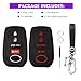 QBUC 2pcs for Toyota Key Fob Cover Tacoma Prius Venza Corolla Crown Sequoia Tundra Grand Highlander RAV4 Prime，4 Buttons Remote for Toyota Key Protection Case Key Chain Car (Black Red)
