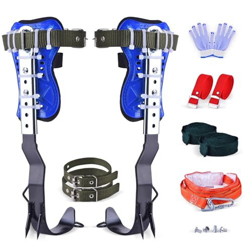 Tree climbing equipment.Adjustable tree,climbing kits with safety belts.Climbing tools with footboards Forestry operation equipment suitable for rock climbing,tree trimming,hunting,and fruit picking