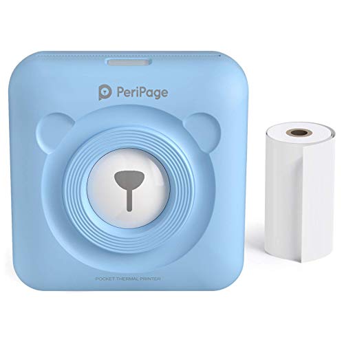 Mini Printer Portable Photo Printer for Phone Picture Thermal Printer Pocket Label Printer for Smartphone Instant Printer Peripage Receipt Printer Bluetooth Wireless Sticker Printer Machine (Blue)