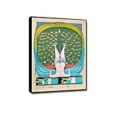  JZSDGB Schwarzer Rahmen-Friedensreich Hundertwasser Gemälde Leinwandbilder,Kunstdruck Poster und Drucke auf Leinwand.Berühmte Leinwand Wandkunst Bilder-Hommage an Schröder, 1972 70x105cm(28x41in)