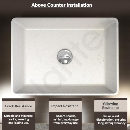 Image of Plantex Counter Top WashBasin for Bathroom /Granite Quartz Rectangle Tabletop Wash Basin /Vessel Sink Wash Basin Over Counter for Home /Restaurant (Grey Stone - 18 x 13 x 5 Inch)