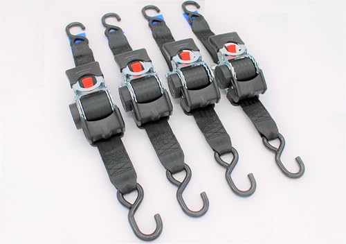 Automatik Zurrgurt Spanngurt mit S-Haken 3,0m x 50 mm 750/1500 daN, 4er Set, Schwarz, für PKW und...