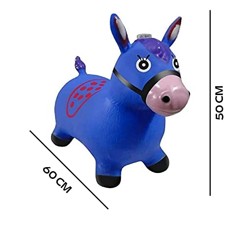 Cavalinho Upa Upa Grande Pula Pula Musical Borracha Resistente Inflável AZUL