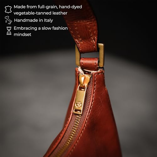 Image of Time Resistance Leather Handbag - Full-Grain Leather Purse for Women - Shoulder Bag Made in Italy