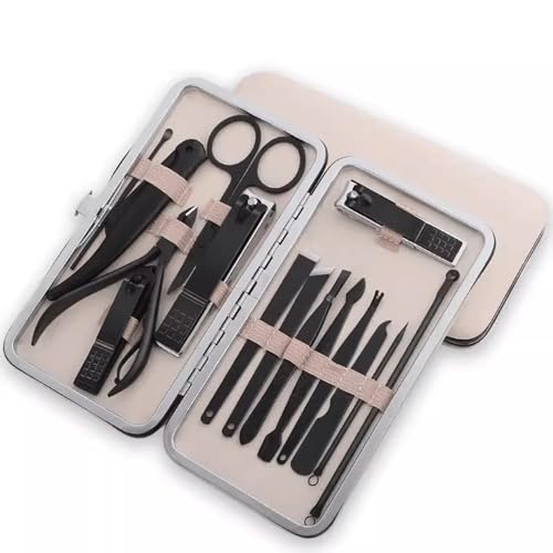 Juego de cortaúñas Juego de cortaúñas for hombres y mujeres, recortador de cejas doméstico, cortaúñas antisalpicaduras, cuchillo for pedicura, cortaúñas portátil for pies Kit de uñas(Negro)