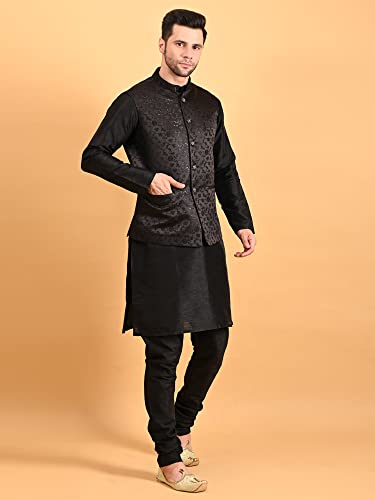 Image of Uri and MacKenzie Men's Silk Blend Kurta Pajama with Designer Ethnic Nehru Jacket /Modi Jacket
