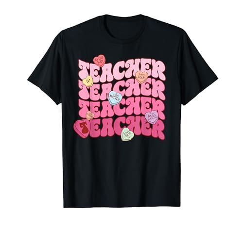 Groovy Teacher Tee für Valentinstag, Lehrer Valentinstag T-Shirt