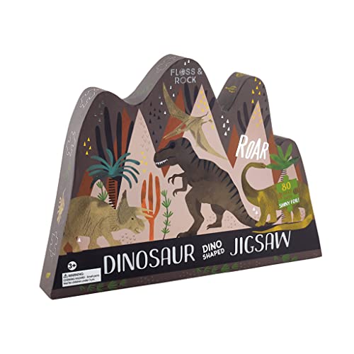 Floss & Rock Puzzle dinosaure 80 pièces en forme de dinosaure
