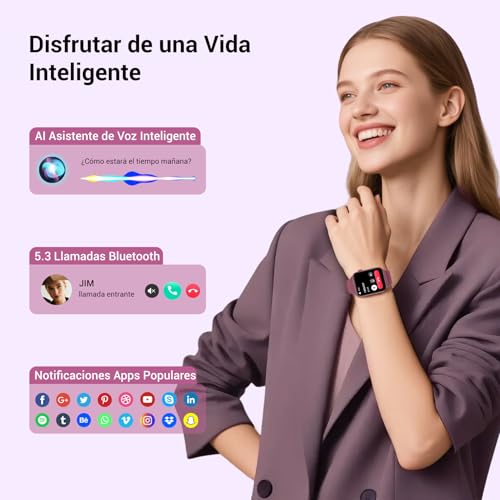 Reloj Inteligente Mujer, 1.91" Smartwatch Mujer con Linterna y Llamadas Bluetooth, Smart Watch con 2 Correas, Notificación, Podómetro, Pulsómetro, Sueño, IP68 Pulsera Actividad para Android iOS 4 Reloj Inteligente Mujer, 1.91" Smartwatch Mujer Con Linterna Y Llamadas Bluetooth, Smart Watch Con 2 Correas, Notificación, Podómetro, Pulsómetro, Sueño, Ip68 Pulsera Actividad Para Android Ios