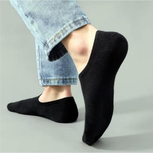 5 Pairs Black No Show Invisible Socks, Breathable, Anti-Slip, One Size Fits All3