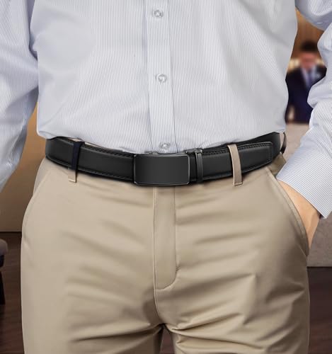 Men Belt Ratchet Click Belt Adjustable For Men Golf Dress Casual Jeans 1 3/8-Cut For Fit2