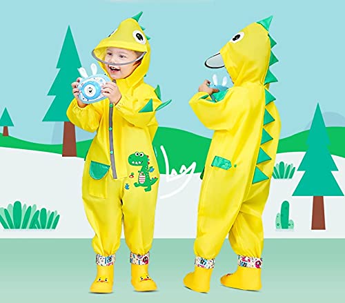 Elonglin Capa de Chuva Infantil para Meninos e Meninas Macacão Impermeável Manga Longa com Capuz A M