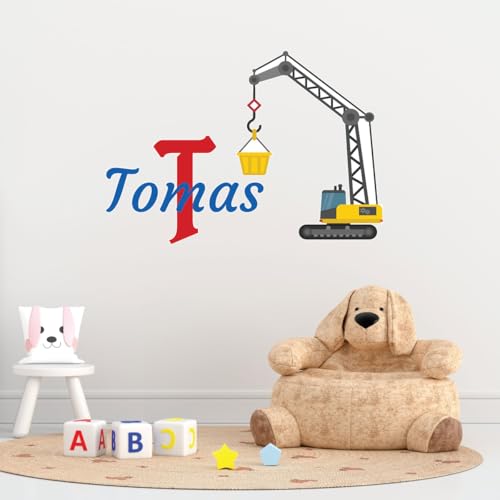 Vinilo decorativo personalizado grúa para habitación infantil miniatura 2