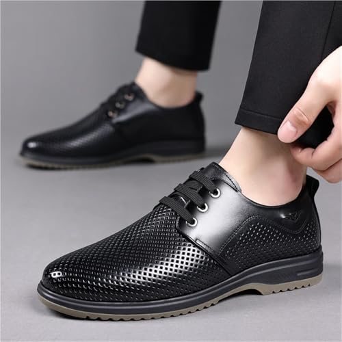 Men's Breathable Genuine Leather Slip-On Loafers Business Casual Comfortable Dad Shoes Lightweight All-Day Wear Oxfords2