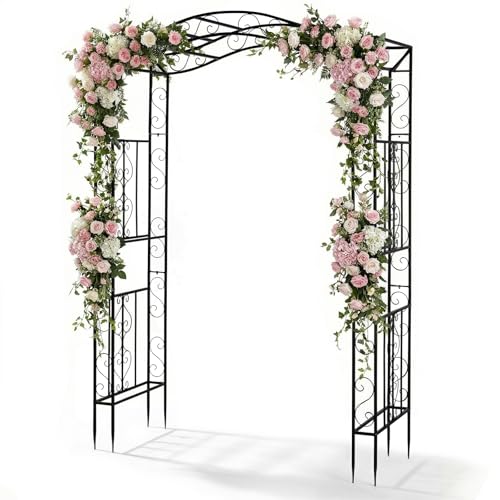 Outvita Garden Arch Trellis, Metal Garden Arbor Archway for Climbing Plants Outdoor - Durable Iron Garden Arbors with Long Ground Stakes, for Garden Wedding Party Decoration