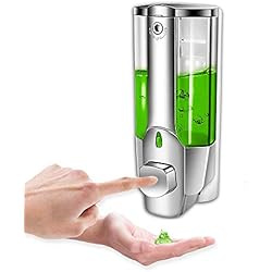 Dispensador De Jabon Natura Dispensador o Dosificador de Jabón Gel o Champú Liquido para Pared de Ducha o Baño 350 ML (Cromado)