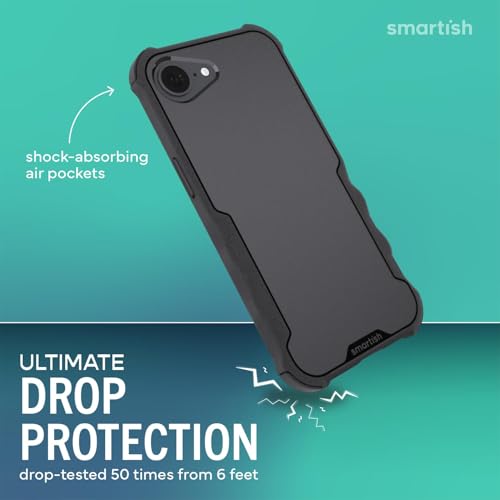 Image of Smartish iPhone 17e /16e Magnetic Case with MagSafe Wallet - Gripzilla - Magsafe Compatible Armor Grip Cover + Detachable Magnetic Credit Card Holder - Black Tie Affair