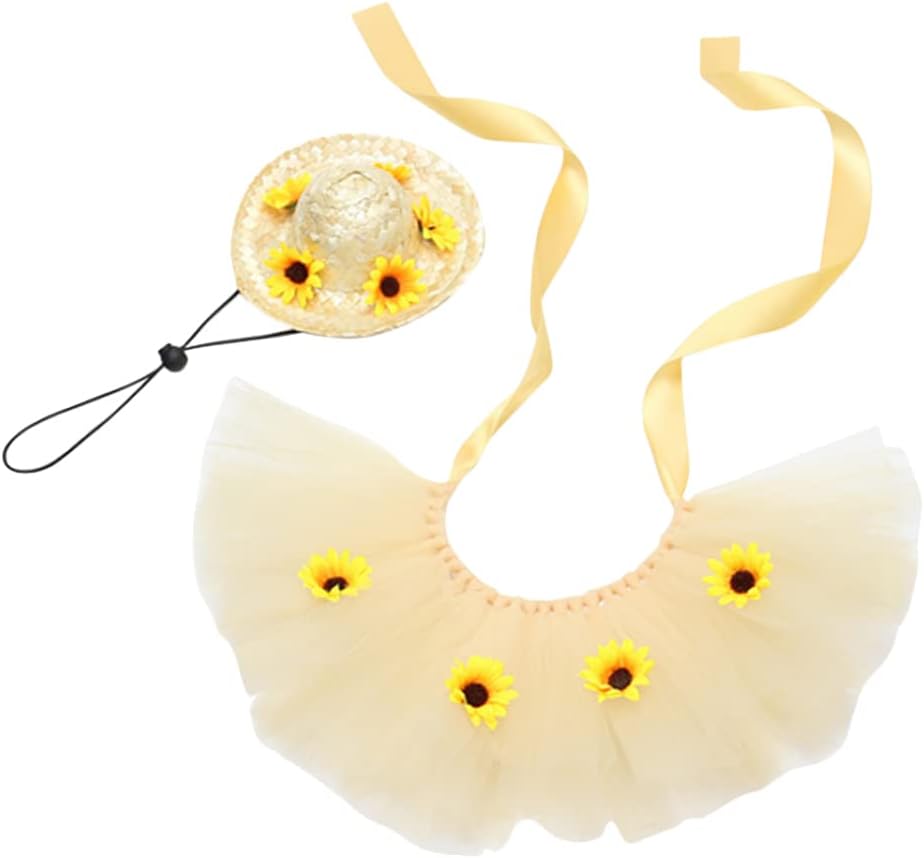 Disfraz de Mascota LUOZZY con Sombrero de Paja y Falda Girasol - Talla M