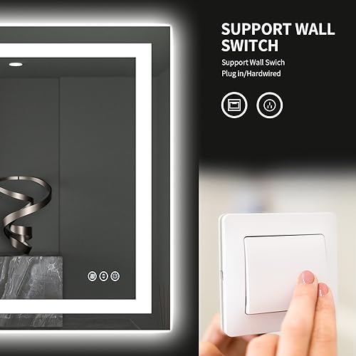 LOAAO 40"X38" LED Bathroom Mirror with Lights, Anti-Fog, Dimmable, Backlit + Front Lit, Lighted Bathroom Vanity Mirror for Wall, Memory Function, Tempered Glass, ETL Listed