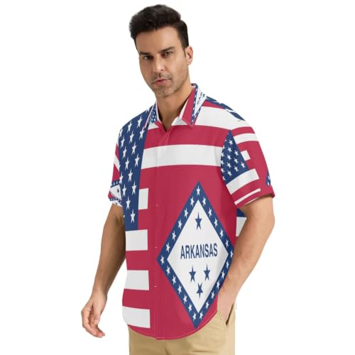 Chemise boutonnée homme Arkansas S légère vêtement de bureau motif drapeau États-Unis