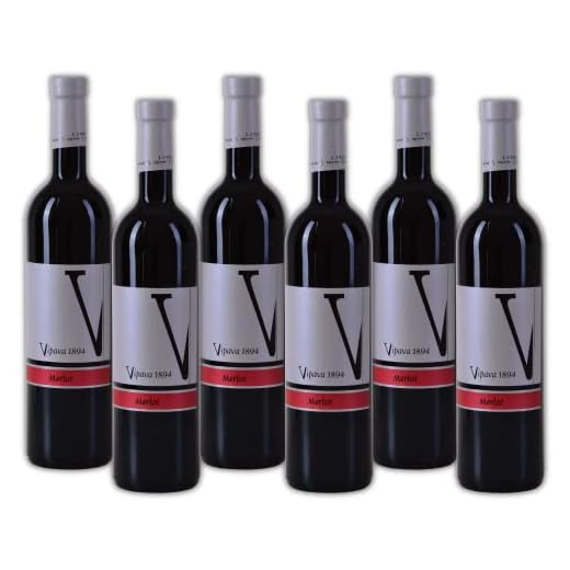 VIPAVA 1894 Rotwein Merlot 2017, von Hand gelesener trockener roter Wein ( 6 x 0.75 l )