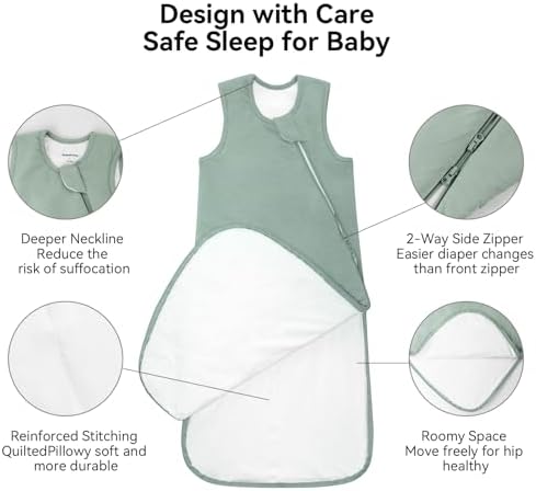 BubblePanda Bamboo Sleep Sack 12-18 Months 1.0 Tog Soft Toddler Sleeping Sack for Babies 2-Way Zipper Baby Wearable Blanket - 2