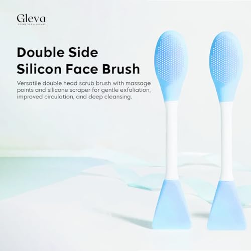 Image of Gleva Silicone Face Mask softening Facial Cleansing Brush Beauty Tool, Facial Mask, Mud Mask, Clay Mask, DIY Mask, Facial Mask Brushes, Flexible Charcoal Mask Brush for Girl & Women (Blue 2)
