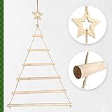 Premium Weihnachtsbaum mit Weihnachtsdekoration I zum Hängen I dekorierter Weihnachtsbaum I für Adventskalender Weihnachten Advent I Baum mit Deko I Holz-Dekoration I Tanne aus Holzstäben I Holzleiter
