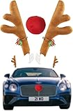 COLORCASA Car Reindeer Antlers & Nose - Window Roof-Top & Grille Rudolph Reindeer...